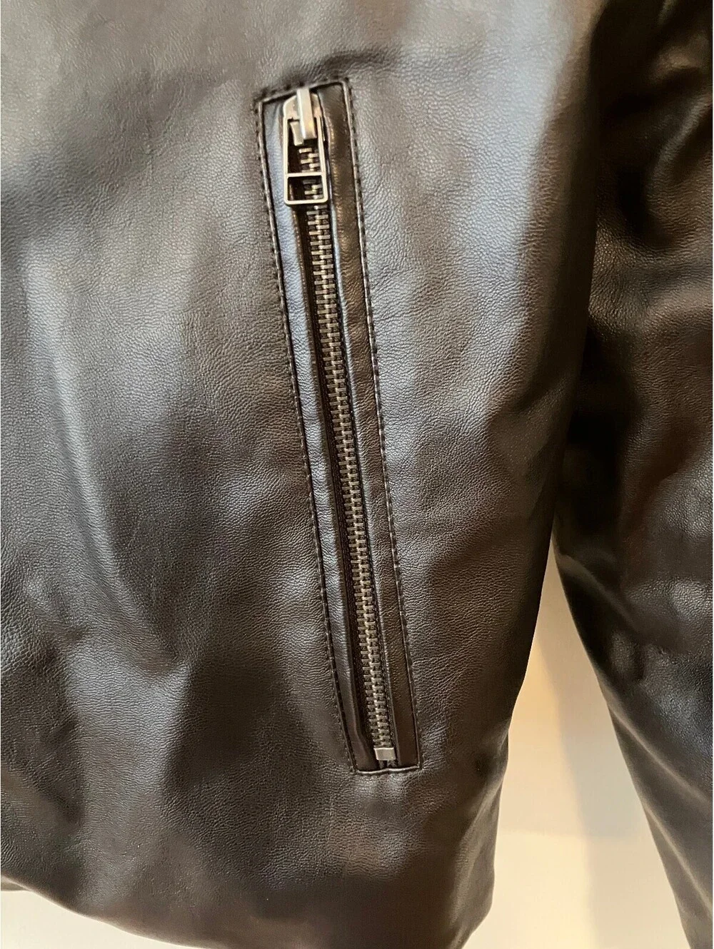 J.Ferrar Mens XL Black Faux Moto Jacket Asymmetric Zip Biker Jacket